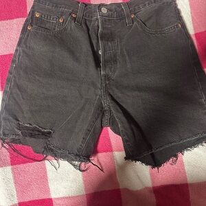Levi's Black Distressed Jean Shorts